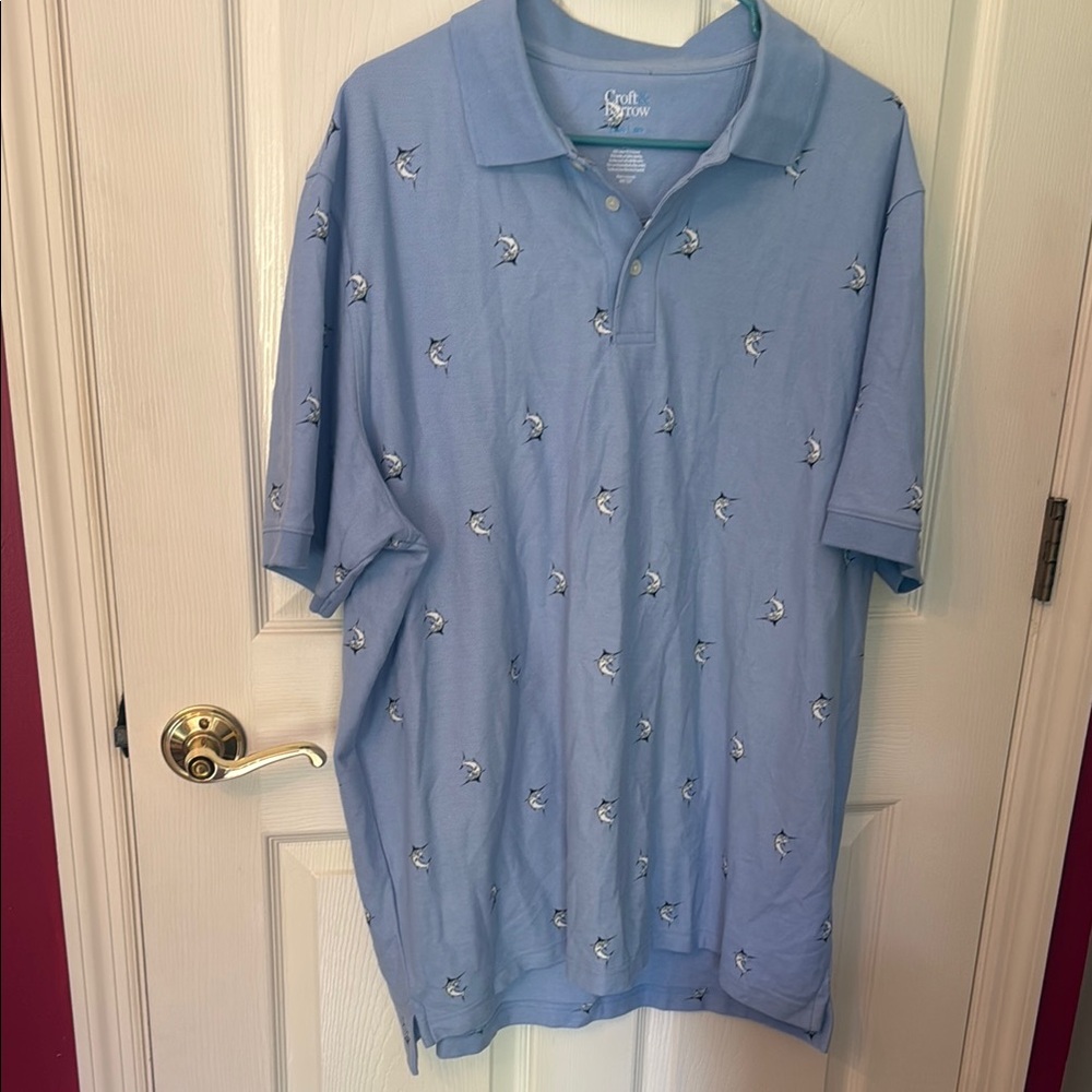 Croft and Barrow Blue Swordfish Polo Shirt
